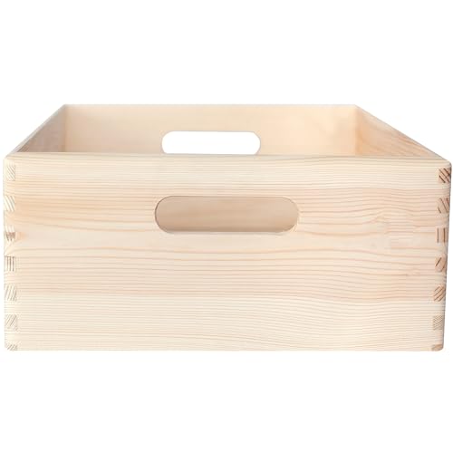 Creative Deco XL Wooden Crate Nesting Crate Handles | 15.74x11.81x5.1in - color: Beige, size: XL