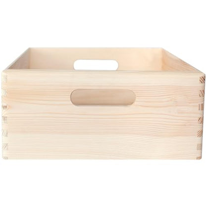 Creative Deco XL Wooden Crate Nesting Crate Handles | 15.74x11.81x5.1in - color: Beige, size: XL