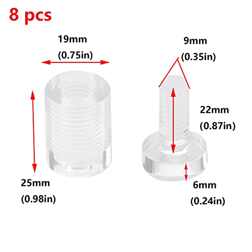 Antrader 8Pcs Clear Standoffs, 3/4" x 1" Acrylic Standoff Screws - color: Clear, size: 3/4" x 1" (19 x 25mm)-8Pcs