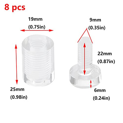 Antrader 8Pcs Clear Standoffs, 3/4" x 1" Acrylic Standoff Screws - color: Clear, size: 3/4" x 1" (19 x 25mm)-8Pcs