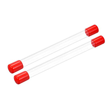 PATIKIL Clear Rigid Tube Round Plastic Tubing with Red Rubber Caps Polycarbonate Water Pipe, 305mm/ 12 Inch Length, 14mmx15mm/0.55"x0.6", 2 Set - color: Red,Clear, size: 0.55"x0.6"
