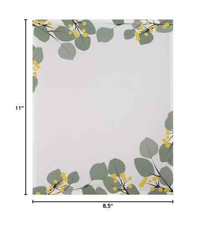 PaperDirect Green Leaves Border Papers, Elegant Leaf Design, 8.5 x 11, Acid-Free, Ideal for Spring, Summer, Invitations, Flyers, Announcements, Scrapbooking, Cards, 25 Sheets - color: Green Leaves