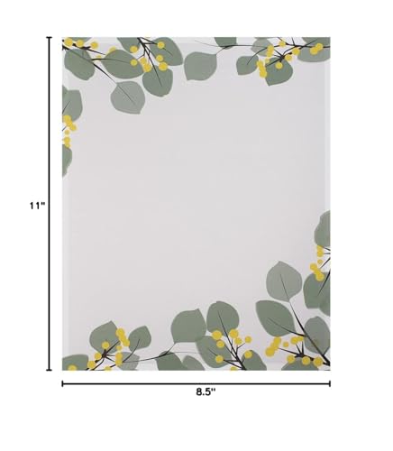 PaperDirect Green Leaves Border Papers, Elegant Leaf Design, 8.5 x 11, Acid-Free, Ideal for Spring, Summer, Invitations, Flyers, Announcements, Scrapbooking, Cards, 25 Sheets - color: Green Leaves