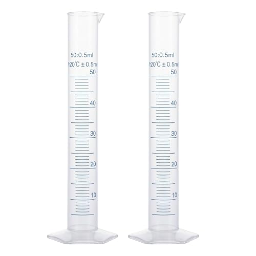 Graduated Cylinder Plastic 50ml Lab Measuring Cylinders for Home and School Science, 2 PCS - size: Plastic 50 ml