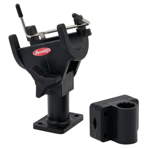 Berkley Quick-Set Boat Rod Holder, Sturdy Polypropylene Construction, Mountable with Locking Mechanism, Fits Easily on the Side or Top of the Gunwale or Other Boat Railings Black - style: Quick Set Rod Holder