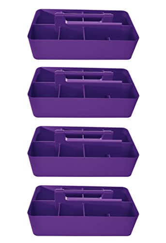 -Large Portable Caddy, DIY Dividers, 8 Compartments, School Office Supplies Home Business Organizer,Portable Basket with Handle Made in USA (4 PACK, Royal Purple) - color: Royal Purple, size: 4 PACK