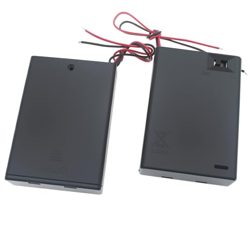 2 Pcs 3 Slots AA Battery Holder with Leads Plastic Battery Case Holder 3 X 1.5V AA Battery Box with Switch and Cover - color: Black, size: 3 Slot