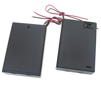2 Pcs 3 Slots AA Battery Holder with Leads Plastic Battery Case Holder 3 X 1.5V AA Battery Box with Switch and Cover - color: Black, size: 3 Slot