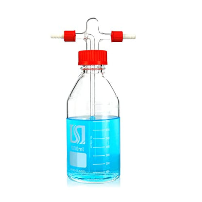 ALWSCI 1000ml Gas Washing Bottle Lab Glass Drechsel Head GL45 1Set - size: 33.8 Ounces