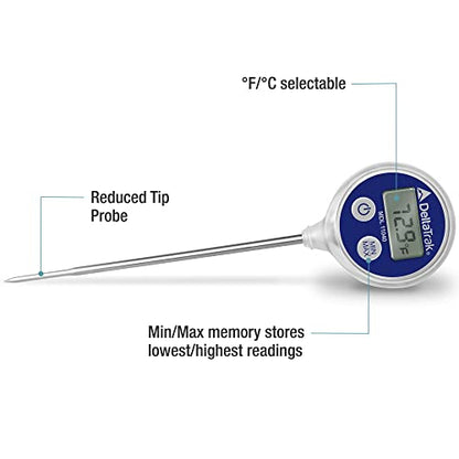 DeltaTrak 11040 Professional Digital Meat Themometer Waterproof for Kitchen, Food Cooking, Grill, BBQ, Smoker, Candy, Coffee, Blue