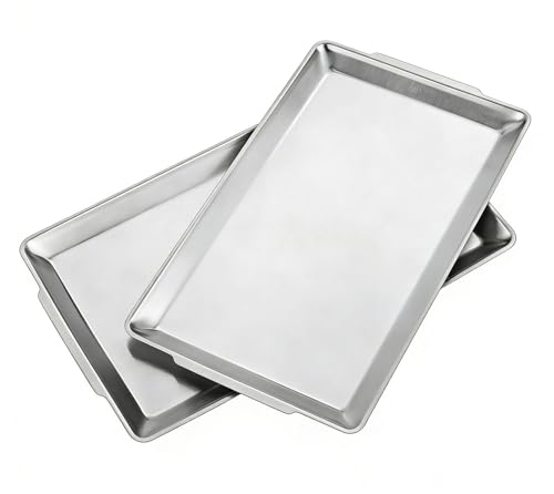 SANQIAHOME 15.8" x 9.5" Silver Serving Trays Set of 2, Stainless Steel - color: Plata-40x24 Cm