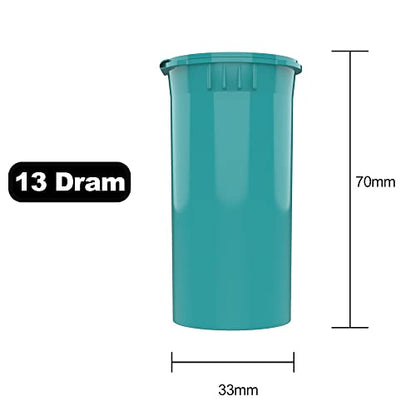 Dragon Chewer 13 Dram CR Plastic Packaging Pop Top Containers - Child Resistant Travel Holder Vial Bottles - 315 qty (Aqua) - color: Aqua