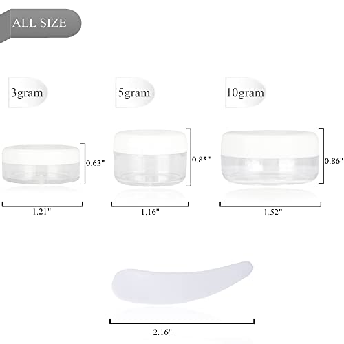 100PCS 5 Gram Sample Containers, 5ml Empty Jars with Lids, Small Cosmetic Containers, Mini Sample Jars with 8PCS Mini Spatulas for Make Up, Oils, Lotion, Powder, Paint, Jewelry, Lip Balms(White Lid) - color: White, size: 100 Count