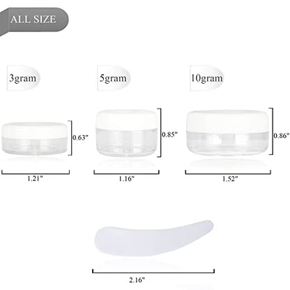 100PCS 5 Gram Sample Containers, 5ml Empty Jars with Lids, Small Cosmetic Containers, Mini Sample Jars with 8PCS Mini Spatulas for Make Up, Oils, Lotion, Powder, Paint, Jewelry, Lip Balms(White Lid) - color: White, size: 100 Count