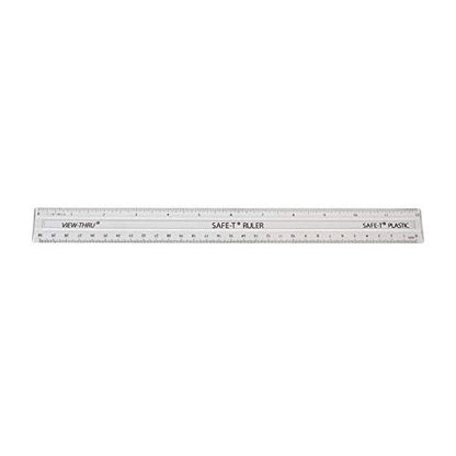 hand2mind Clear 12” Safe-T Plastic Ruler Set, Safety Ruler with Inches, Centimeters, and Millimeters, Semi-Flexible Ruler for Kids, Rulers Bulk for Classroom, School Supplies for Teachers (Set of 24)