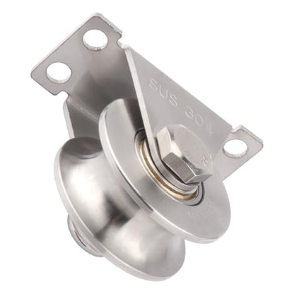 2PCS Groove Wheel Pulley, 304 Stainless Steel Pulley Blocks, Wall Mount Cable Pulley Wheel Duplex Bearings, Screws for DIY Gym Equipment Sliding Rolling Gate, Loading 850 lbs (48mm) - size: 48mm 2PCS