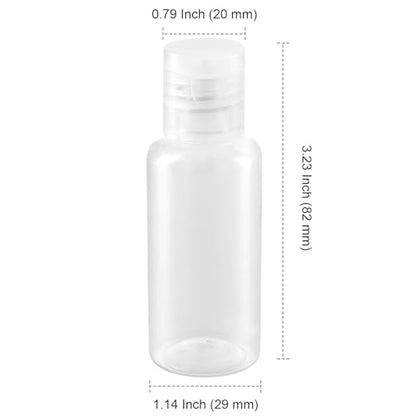 PINGEUI 100 Pack 1oz/30ml Clear Plastic Empty Bottles, Travel Size Bottles with Flip Cap, Refillable Travels Bottles for Travel or Daily Use