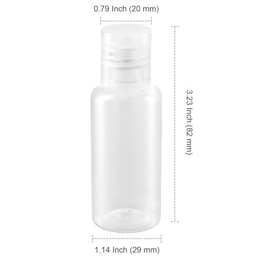 PINGEUI 100 Pack 1oz/30ml Clear Plastic Empty Bottles, Travel Size Bottles with Flip Cap, Refillable Travels Bottles for Travel or Daily Use