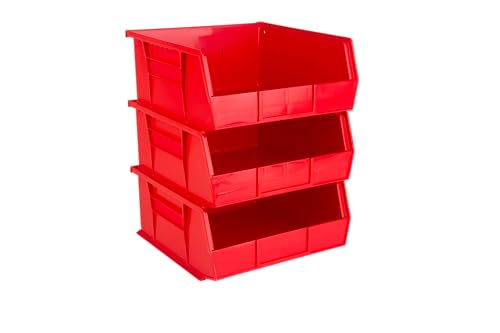 HE HUDSON EXCHANGE 11" x 11" x 5" (3 Pack) Plastic Stackable Storage Bin, Red - color: Red, size: 3 Pack