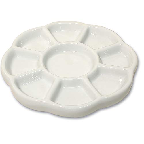 The Beadsmith Ceramic Mixing Palette, Sunflower Design Bead Tray, Arts & Crafts Accessories Organizer, 5.5' x 5.5' x .5', 9 Compartments (4 Palettes)