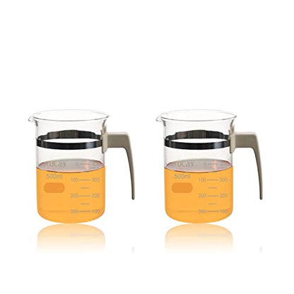 Glass Beaker with Handle, Vol. 500ml, 3.3 Borosilicate Griffin Low Form with Printed Graduation,Pack of 2, UBG1050 - style: 2pcs of Vol.500ml with handle