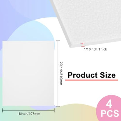 4Pack White Thin ABS Plastic Sheet 16" x 20" x 1/16" Thick White Rigid Thermoplastic Sheet (Upgrade Surface) 1.5MM Flexible High Tensile Large ABS Moldable Plastic Panel for Crafts, DIY, Signs - color: White, size: 16" x 20" x 1/16"