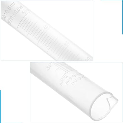 AKOLAFE 20 Pack 50 ml Graduated Cylinder Set Plastic Graduated Cylinder for Hydrometer Test Tubes Clear Lab Cylinders with Raised Marking & Spout Measuring Cylinder Flask Beaker for Chemistry Science