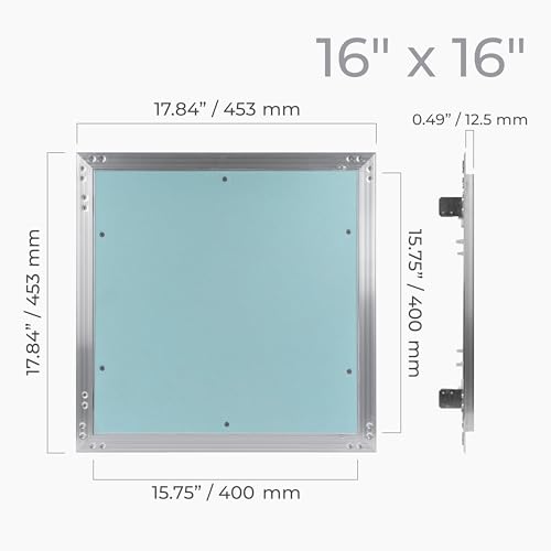 16" x 16" Inch Wall Access Panel - Waterproof Drywall Panel & Aluminum Frame Crawl Space Hatch Door - Plumbing Access Panel for Wall & Ceiling, HVAC - Drywall Access, Cover - size: 16 x 16