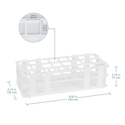 stonylab Test Tube Rack, 0.98 in 24-Place White Plastic Holder Stand Rack, 3-Tier Design and Detachable, for Laboratory Use - size: 25 mm