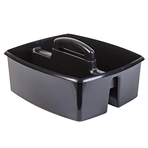 Storex 2-Compartment Large Cleaning Caddy – Multipurpose Supply Organizer with Handle - Black, 1-Pack (00973A06C) - color: Black, size: 1-Pack, style: Large