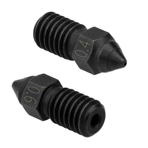 2pcs Ender 3 V3 SE Hardened Steel Nozzles Spider Hotend High Speed Nozzle High Temperature Compatible with Creality Ender 7 / Ender 5 S1 3D Printer Accessories Replament (0.4mm, 0.6mm) - size: 0.4mm 0.6mm