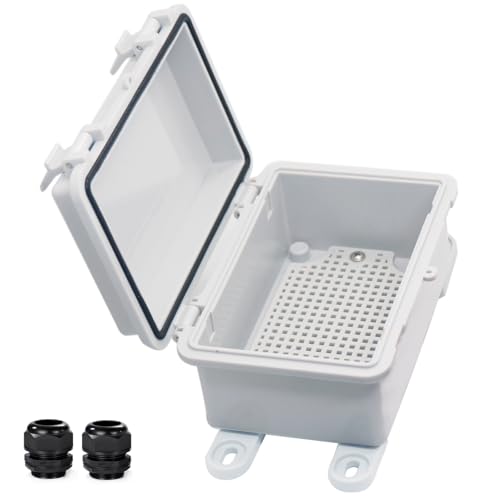 Waterproof Electrical Box Dustproof Junction Box Weatherproof IP67 ABS Plastic Enclosure Switch Router Project Box with Mounting Plate with Wall Bracket 2 Cable Glands Grey 5.9"x3.9"x2.8" - color: Grey, size: 5.9" x 3.9" x 2.8" 1pc