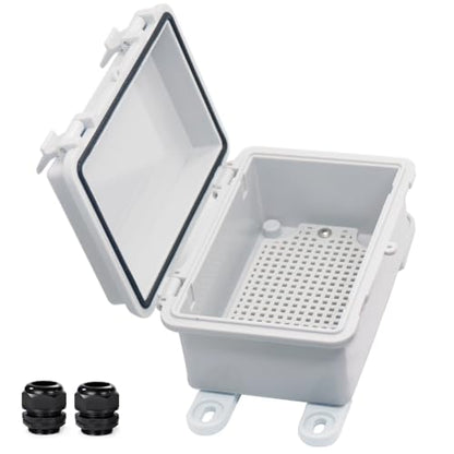 Waterproof Electrical Box Dustproof Junction Box Weatherproof IP67 ABS Plastic Enclosure Switch Router Project Box with Mounting Plate with Wall Bracket 2 Cable Glands Grey 5.9"x3.9"x2.8" - color: Grey, size: 5.9" x 3.9" x 2.8" 1pc