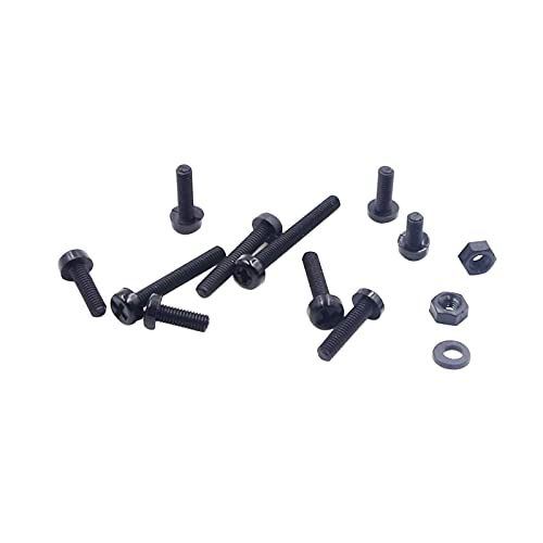Metric M3 Black Nylon Phillips Pan-Head Screws, Nuts & Washers Kit - color: Black-M3