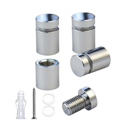 Pack of 4, Aluminum Standoff Screws, Wall Sign Standoff Mounting Hardware Advertising Glass Standoff for Acrylic Picture Frame (Polished Chrome Electroplated, 1/2" x 1/2") - color: Polished Chrome Electroplated, size: 1/2" x 1/2"