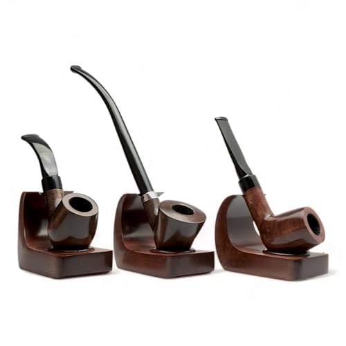 Wooden Pipe Stand Rack Holder for Single Tobacco Smoking Pipe Handmade from Pear Wood