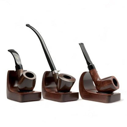 Wooden Pipe Stand Rack Holder for Single Tobacco Smoking Pipe Handmade from Pear Wood