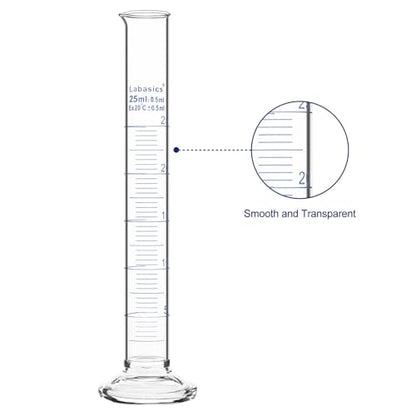 Labasics 3-Pack Borosilicate Glass 25 ml Heavy Wall Graduated Cylinder Measuring Cylinder - size: 25 ml