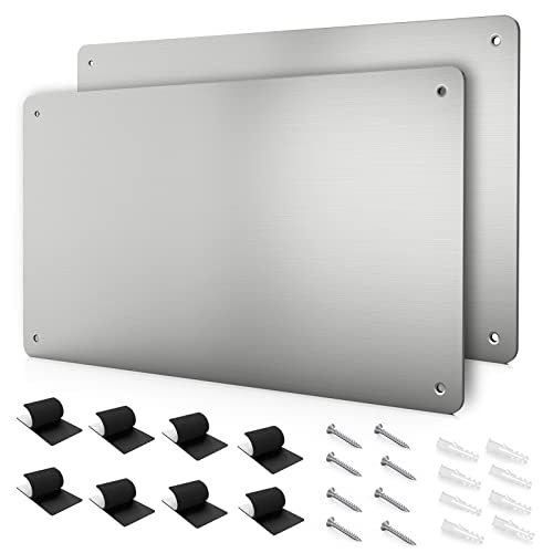 17.7" x 11.8" 2 Pack Stainless Steel Magnetic Board - Magnet Bulletin Board to Display Magnetic Letters Numbers Animal, Poetry, Spice Jars, Notes, Photos, Suitable for Wall, Refrigerator, Cubicle - color: Silver, size: 2 Pack(17.7 × 11.8 inches)