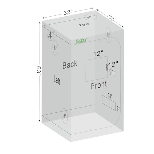 zazzy 3'X3' Grow Tent 32"x32"x63", High Reflective Mylar Growing Tent - size: 32"x32"x63"
