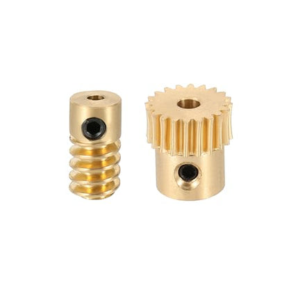uxcell Worm Gear Set 20T 0.5 Module 20:1 Reduction Rate, Right Rotation Drive Gear Box Wheel Reduce Transmission Part (Brass Gear-3mm Bore, Brass Rod 2mm Bore) - size: Gear-3mm, Rod-2mm Bore, style: 0.5M-20T