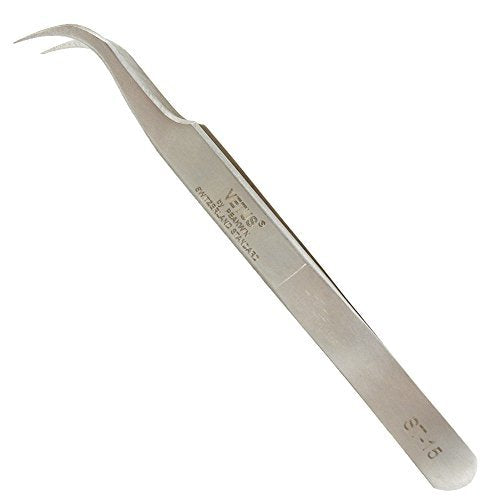 LASHVIEW Lash Tweezer, Vetus Curved Eyelash Tweezers for Profissional Grafting Eyelash Extension, Stainless Steel Needle Nose Tweezers for Lash Extension Stickers Precision Electronics, ST15 - size: ST15