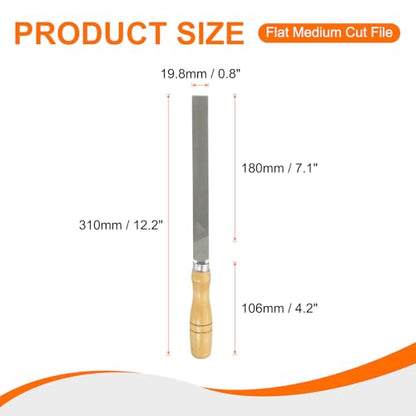 HARFINGTON Flat Medium Cut File 8" Double Cut Teeth High Carbon Steel Hand Rasp File with Wood Handle for Metal Wood Deburring Removing - size: 8", style: Medium