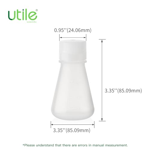 Utile Plastic Erlenmeyer Flask Set with Screw Caps,12pcs of Vol.50ml Scientific Conical Flask Laboratory Flask,with Molded Graduations, 4023.0650.12 - size: 12 pcs of 50ml