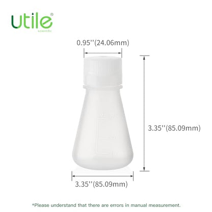 Utile Plastic Erlenmeyer Flask Set with Screw Caps,12pcs of Vol.50ml Scientific Conical Flask Laboratory Flask,with Molded Graduations, 4023.0650.12 - size: 12 pcs of 50ml