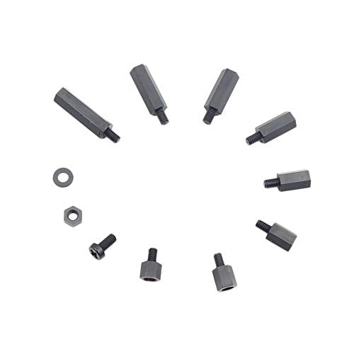 M4 Black Nylon Male-Female Standoffs Screws Nuts Flat Washers Kit - size: 290PCS/M4(Black)
