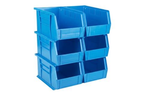 9.5" x 6" x 5" (6 Pack) Plastic Stackable Storage Bin, Hudson Blue - color: Hudson Blue, size: 6 Pack