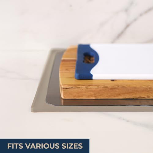 GASARÉ, Non Slip Cutting Board Mat, Grip Mat Pad, Under Kitchen Cutting Board, Raised Edges, Extra Large, Easy to Clean, 19 x 13 Inches, Taupe - color: Taupe