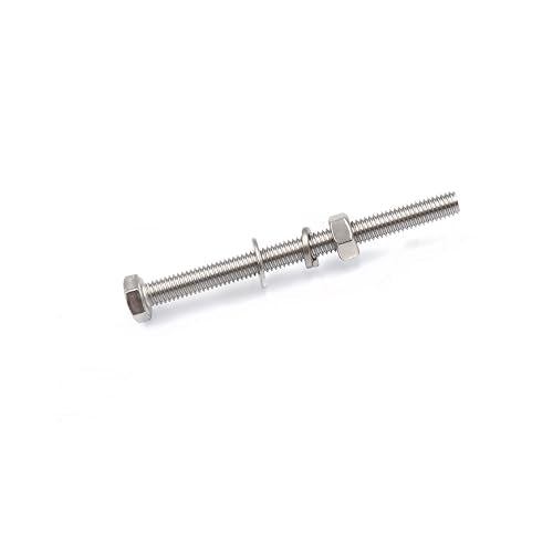 2-Pack M10 x 150mm Hexagon Screws Hex Bolts with M10 Hex Nuts Flat Washers/Spring Lock Washers Set, 304/18-8, Plain Finish - size: 2-Pack M10 x 150mm