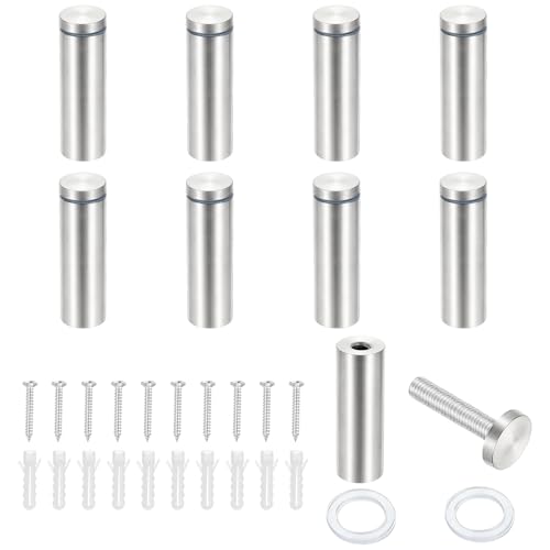 PATIKIL 1x3.1" Standoff Screws, 8 Pack Stainless Steel Stand Off Wall Mounts Wall Sign Mounting Hardware Advertising Standoff Nail for Hanging Acrylic Signs Picture Frame, Silver - size: 1x3.1"